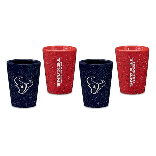 Rico Industries NFL Football Houston Texans Standard 2oz Collectors/Dessert Ceramic 4-Pack Shot Glass