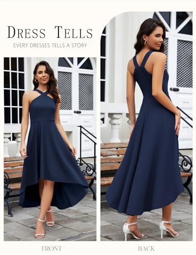 DRESSTELLS Formal Cocktail Dresses for Women, Homecoming Wedding Guest Halter High Low Dress Fall 20252