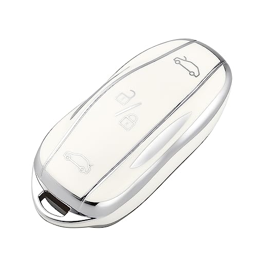 Coque de clé Tesla blanche antichoc étui intégral Model 3 Y S OFFCURVE
