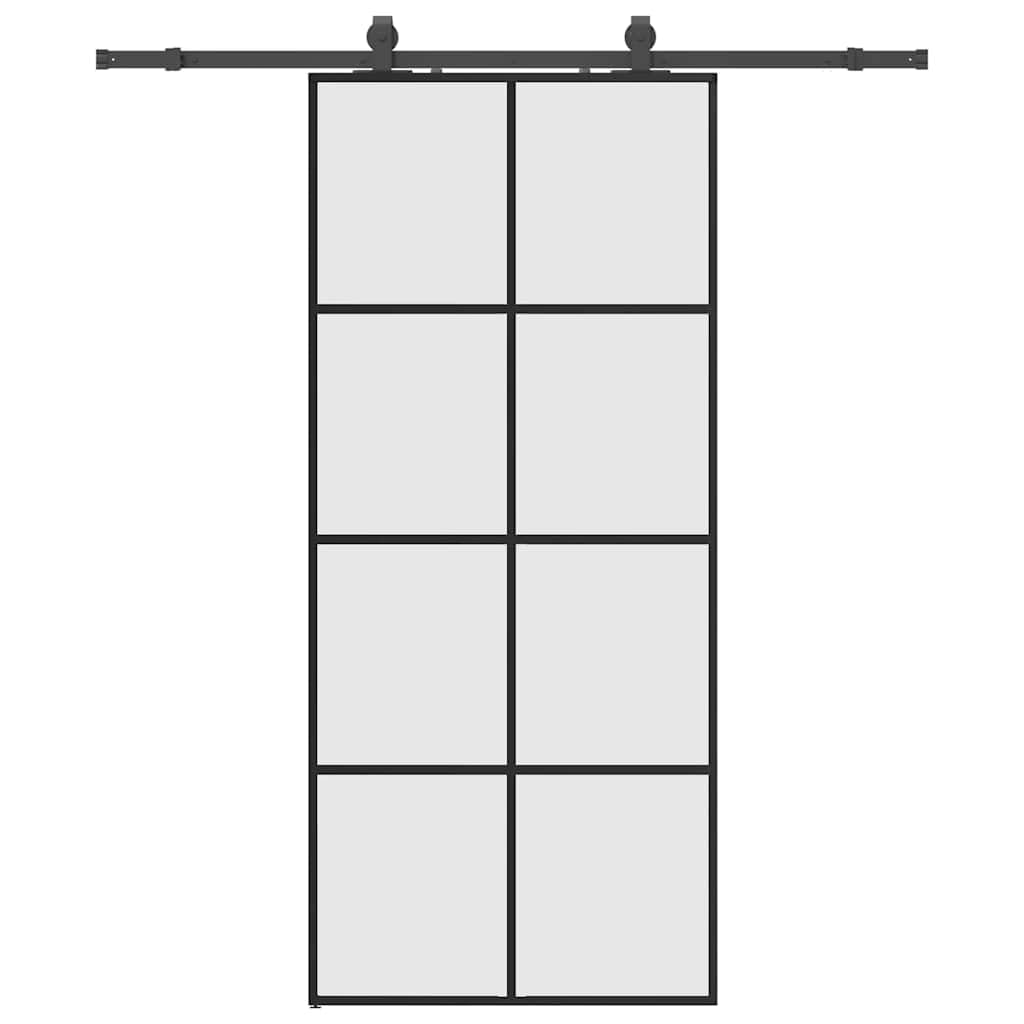 vidaXL Puerta corredera con set herrajes negro 90x205 cm vidrio ESG