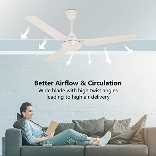 Image of Rico 1200mm 48 inch Premium High Speed Ceiling Fan | Japanese Technology with Life time Rust-Free and Dust-Free Body and Blade (CF807 (Ivory))