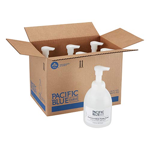 Image of Georgia-Pacific Pacific Blue Select E-2 Rated Countertop Antimicrobial Foam Soap by GP PRO, Dye and Fragrance Free, 44810, 532 mL Per Bottle, 6 Bottles Per Case, Clear
