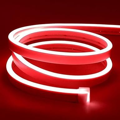 Image of 16.4 Feet LED Neon Strip Lights, with 12V Adapter, Waterproof IP65, Silicone Flexible Rope Light for Home Decor | Led Strip Lights | Neon Lights | DIY | (RED)