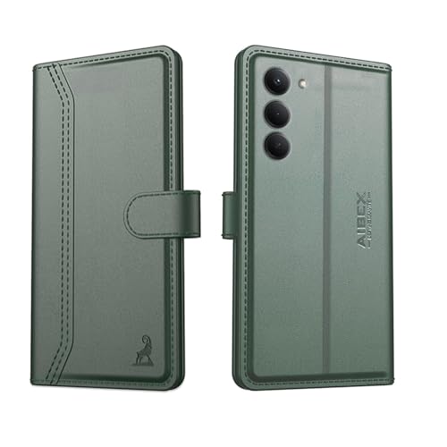 Image of AIBEX Compatible for Redmi 15 5G Flip Cover Leather Finish with Magnatic Closure | Inside TPU with Card Pockets | Wallet Stand | Complete Protection Flip Case - Green