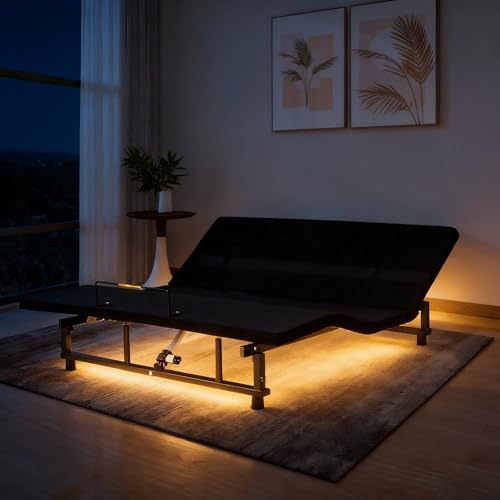 KEIKI King Adjustable Bed Frame with Remote, Head & Foot Incline...