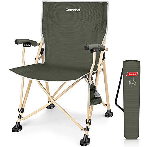 Camabel Adult Portable Folding Camping Chairs Hold Up 330lb Foldable Camping Chairs Outdoor Lightweight Beach Chair Picnic Chairs for Hiking Fishing BBQ Spectator with Storage and Cup Holder Bag Green