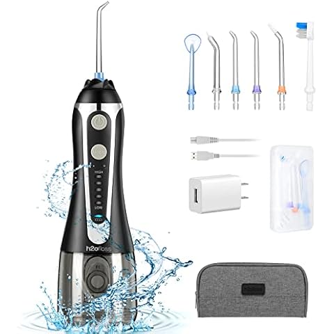 Water Dental Flosser, H2ofloss Cordless Oral Irrigator,Rechargeable Teeth Cleaners for Braces Oral Care,Waterproof and Portable for Travel with 6 Nozzles Cover