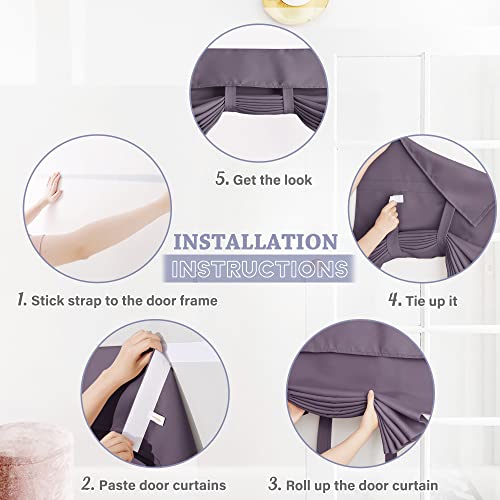 RYB HOME Door Window Curtain 69 inch - Privacy Room Darkening Window Curtains for Patio/Front/Tricia/French Door Sidelight, W26 x L69 inch, 1 Panel, Grayish Purple