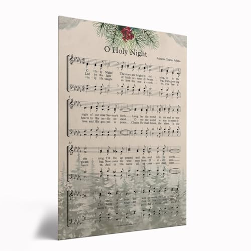 O Holy Night Print, Carol Sheet Music, Holiday Wall Art,