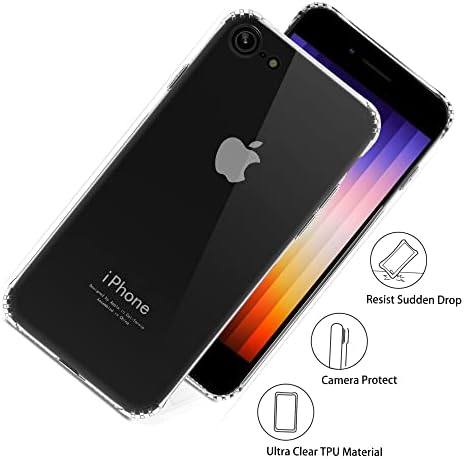 Migeec For iPhone SE 2022/2020 Generation iPhone 8/7 Case - Crystal Clear Hybrid Material Covers Air Cushion Gel Bumper Full Protection for iPhone SE 2022/2020/7/8