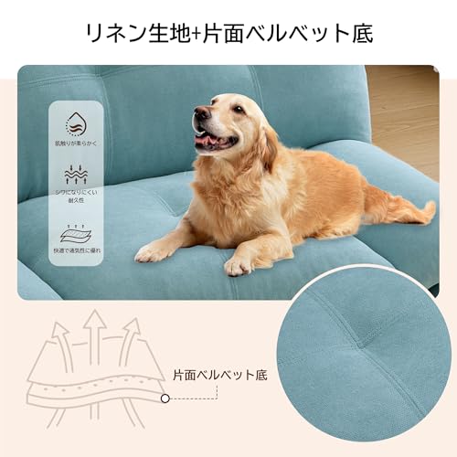 ソファベッド 2人掛け ソファー リクライニング カウチ 一人暮らし 無垢材 おしゃれ セパレート ローソファ ベッドになる ローソファー ベッド インテリア家具 (ブルー) [2]