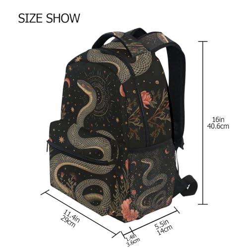 Backpack Snake Flower Boho Black for Women Men Laptop Travel Backpack Book Bag Daypack 11.4 ×16 In4
