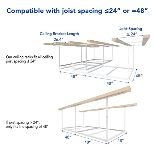 Image of FLEXIMOUNTS 4x8 Overhead Garage Storage Rack, 2 Pack, White