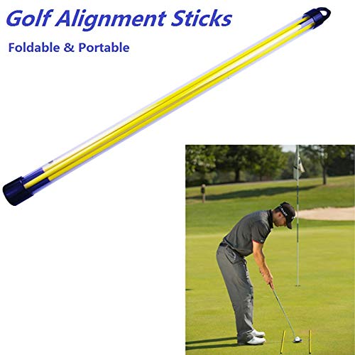 kinworks Golf Alignment Sticks Swing Plane Tour Putting Path Training Aids Practice Rods Helper Tool Foldable Easy to Carry