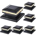 Dynaming 6 Pack Solar Post Cap Lights, Outdoor Decorative Solar Lights Black Shell Caps Fit 4x4 5x5 6x6 Vinyl/Wooden Posts, Brightness Warm White LED Lighting for Garden Fence Deck Patio