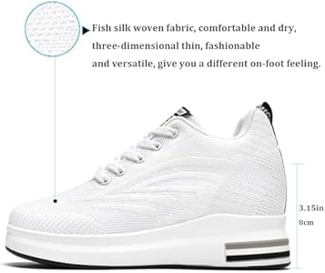 JAOOUU Dames Wigschoenen Mode Verhoging De Hoogte Voor Gymschoenen Nieuwe Ademende Onzichtbare Schoenen Vrouwen Casual Gymschoenen Hak Wig 9 cm, Zwart, 41 EU