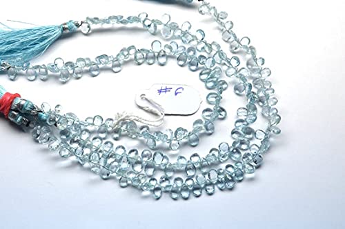 Aigue-marine perles naturelles facettées poire briolette 4x6mm pour fil