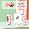PARLAIM 4000 Pack Pink Dot Stickers, 1/2 inch Round Circle Label 4 Rolls Permanent Adhesive Color-Code Sticker Labels in Dispenser Box #1