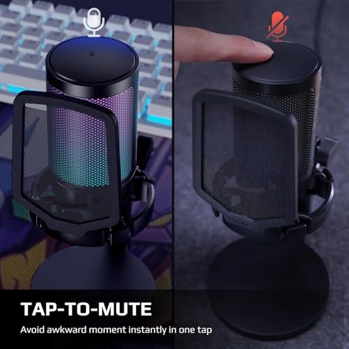 Fifine USB Microphone for PC Gaming, Computer Desktop Streaming Microphone with Mute Button, Gain Knob for Video Podcast, RGB Mic for PS4/PS5, Laptop A6NEO - Image 5