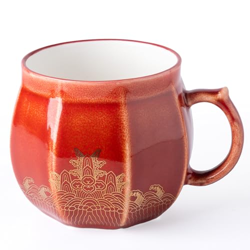 AmorArc 12 oz Coffee Mug, Ceramic Coffee Cups for Latte CappuccinoTea, Easy to Hold&Clean, Dishwasher&Microwave Safe, Red