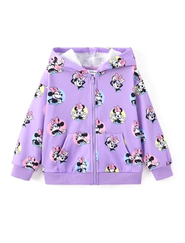 Disney Frozen Elsa Princess Cenicienta Belle Stitch - Sudadera con capucha y cierre para niñas unisex de niño a niño, Morado-minnie, 3 Años