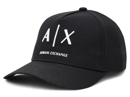Armani Exchange Mens Cotton Twill Logo Baseball Hat Black/Off White One Size