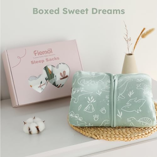 Image of Baby Sleep Sack 12-18 Months, 2.5 TOG Cotton Winter Baby Wearable Blanket with 2-Way Zipper, Warm Soft Sleeping Bag for Toddler Boy Girl, Large Dinosaur