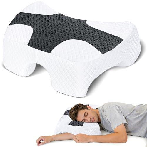 SAHEYER Side Sleeper Pillow with Arm Holes, Upgraded Shoulder Relief System for Neck Pain, Multi-Angle Memory Foam Arm Pillow for Adults, Suitable for Side, Back and Stomach Sleepers (Black)