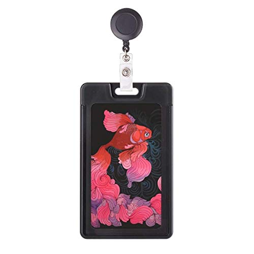 Étui rétractable pour badge Cyprinoïde rouge enrouleur antichoc pour badge professionnel rigide