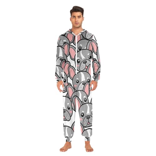 Pijama de bulldog francés de una pieza para hombre y adulto en XXL 2