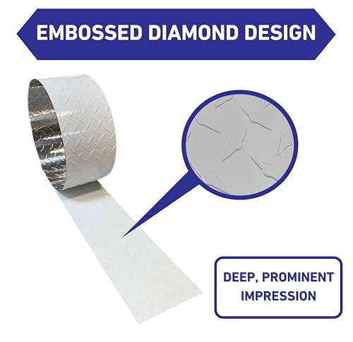 EAGLE 1-0.025 (Thin) 10 FT Embossed Aluminum Diamond Checker Plate Sheets/Rolls (Multiple Sizes and Colors) - (12in. X 10ft, Silver)