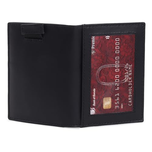 Image of Genuine Leather Bifold RFID Blocking Slim Stylish Credit Debit ATM Card Holder Wallet for Men Women (Z Black)