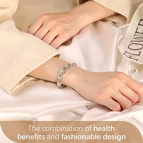 Feraco Magnetic Bracelets for Women, Titanium Steel Magnetic Bracelet with Neodymium Magnets & Sparkling Crystals, Jewelry Gifts