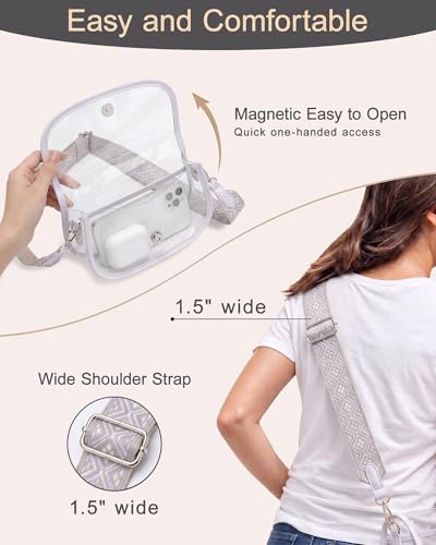 Image of Wuflyover Clear Bag for Stadium Events, Clear Purse Crossbody Bag for Women