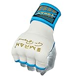 EMRAH Pro Training Ladies Boxing Inner Gloves Hand Wraps MMA Fist Protector Bandages Mitts (Small, White/Blue)