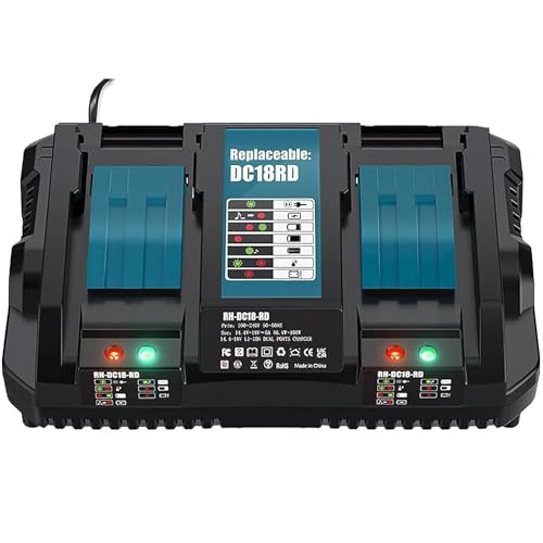 Bonadget 6A Dual Fast Battery Charger Compatible with makita 14.4V-18V BL1830 BL1840 BL1850 BL1860 etc Li-ion LXT Compact Battery Replace for DC18RD DC18RC DC18SF DC18RA DC18RF
