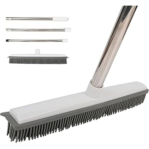 Escoba de Goma JIUNENG con Mango Largo para Eliminar el Pelo de Mascotas Cover