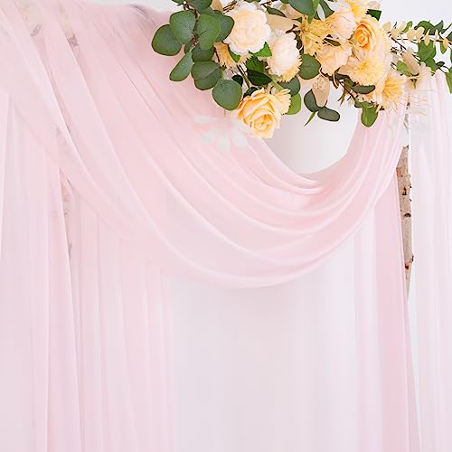 Image of Socomi Blush Pink Wedding Arch Draping Fabric 29 inch x 20Ft 2 Panels Sheer Outdoor Curtain Drapes Extra Long for Bridal Baby Shower Ceremony Birthday Party Decor