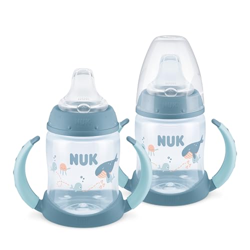 NUK First Choice Learner Cup 2.0 5 oz. Sippy Cup with Handles Spill Proof Leak Proof Soft Straw Cup 2-pack