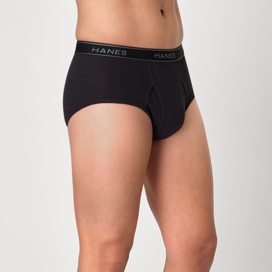 Image of Hanes Men's Underwear Briefs, Cotton Mid Rise Briefs, Covered Waistband, Moisture Wicking, Multi-pack