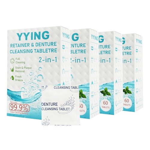 YYING Retainer Cleaner & Denture Cleaning Tablets Bulk 240 Coutn, Dental Cleaning Tablets Bulk, 8-Month Supply