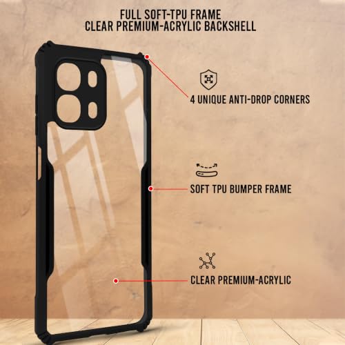 Image of Jkobi Hybrid Back Case Cover for Oppo A6 Pro (Shockproof with Polycarbonate Clear Panel | Professional Black)