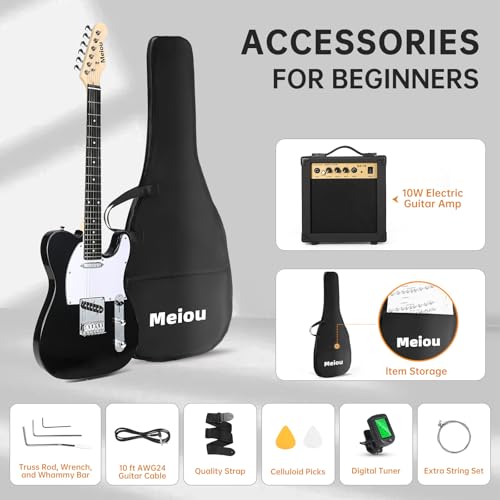 Black 39" Electric Guitar Kit with Amp & More Holiday Gift