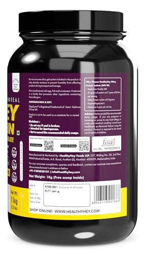 HealthyHey Sports ISO Whey Protein - ISOReal (Sourced From Germany) - 90% Protein with Digestive Enzymes - (Natural Chocolate - 1 kg)