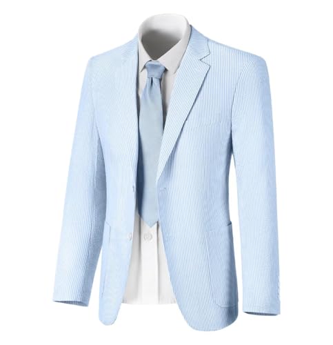 Seersucker Mens Suit Jacket Slim Fit Casual Blazer Summer Sport Coats Wedding Suits Jackets Prom Tuxedo Blazers