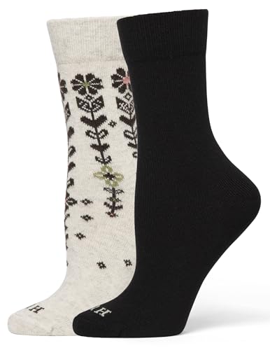 Image of HUE womens Crew Length Boot Socks, 2 Pair Pack