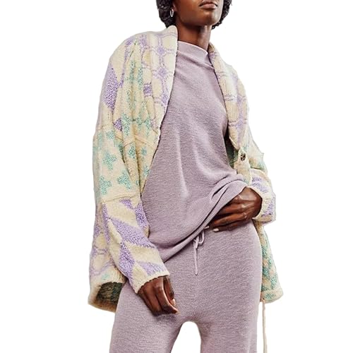 Image of Womens Knit Cardigan Sweater Button Down Oversized Sweaters Y2k Graphic Shawl Collar Fall Cardigans Coats