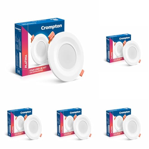 Image of Crompton Star Lord JBNXT Junction Box Downlighter | 5W | Round | Cool White | Pack of 5 | Junction Box | Cutout: 3 inch, 75 mm | For use in halls, bedroom, kitchens, office, stores