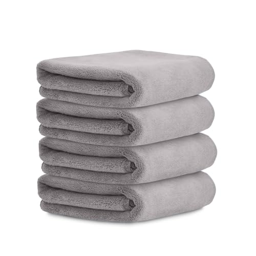 Image of HOUSSE Microfiber Face Towels | Ultra Absorbent, Odour-Free, Quick Dry 450 GSM Face Towel for Home, Gym, Travel, Running & Personal Use | 30x30 cm | Set of 4 in One Colour (Luxurious Mocha, Pack of 4)