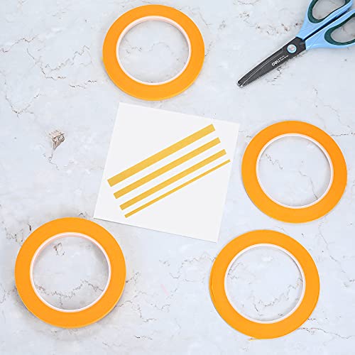 ASTER 4 Rollen Fijne Lijn Tape, Fineline Afplaktape 1/16, 1/8, 1/4 en 1/2 Inch Breed x 52 Yard, Schilders Gele Afplakband voor Doe-het-zelf en Auto Verf Kunst - Afbeelding 8